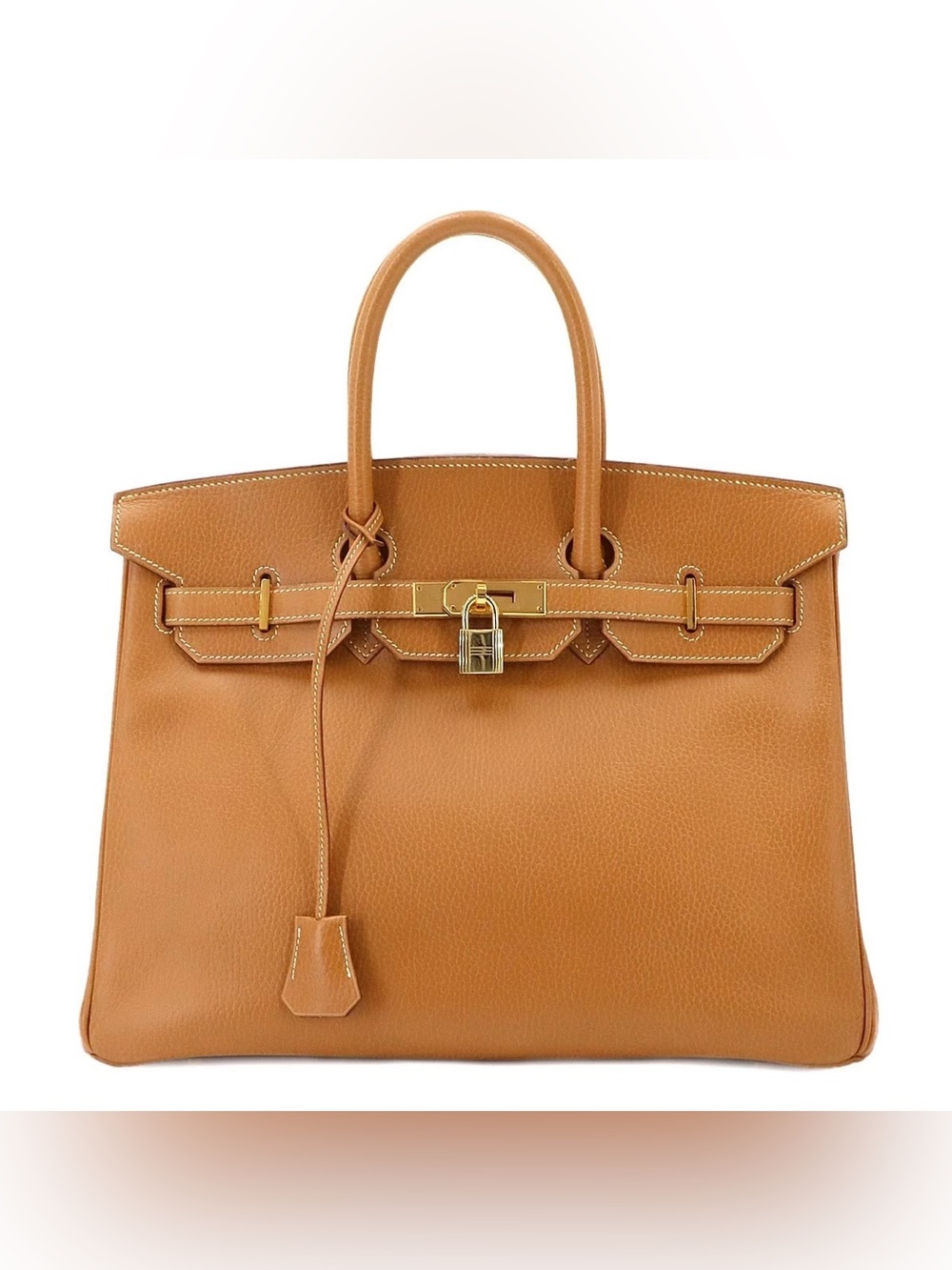 Authentic HERMES BIRKIN 30 Ardennes leather natural brown